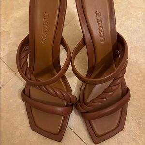 New in box! JIMMY CHOO Diosa 90 twisted leather mules. Orig $850